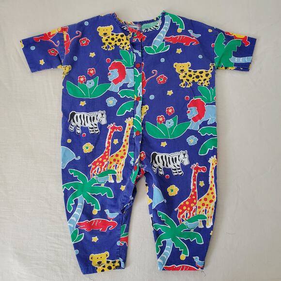 Vintage Safari Animals Bodysuit 24 months *flaw